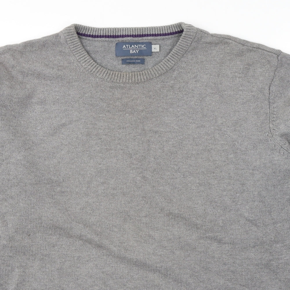 BHS Mens Grey Round Neck  Cotton Pullover Jumper Size XL