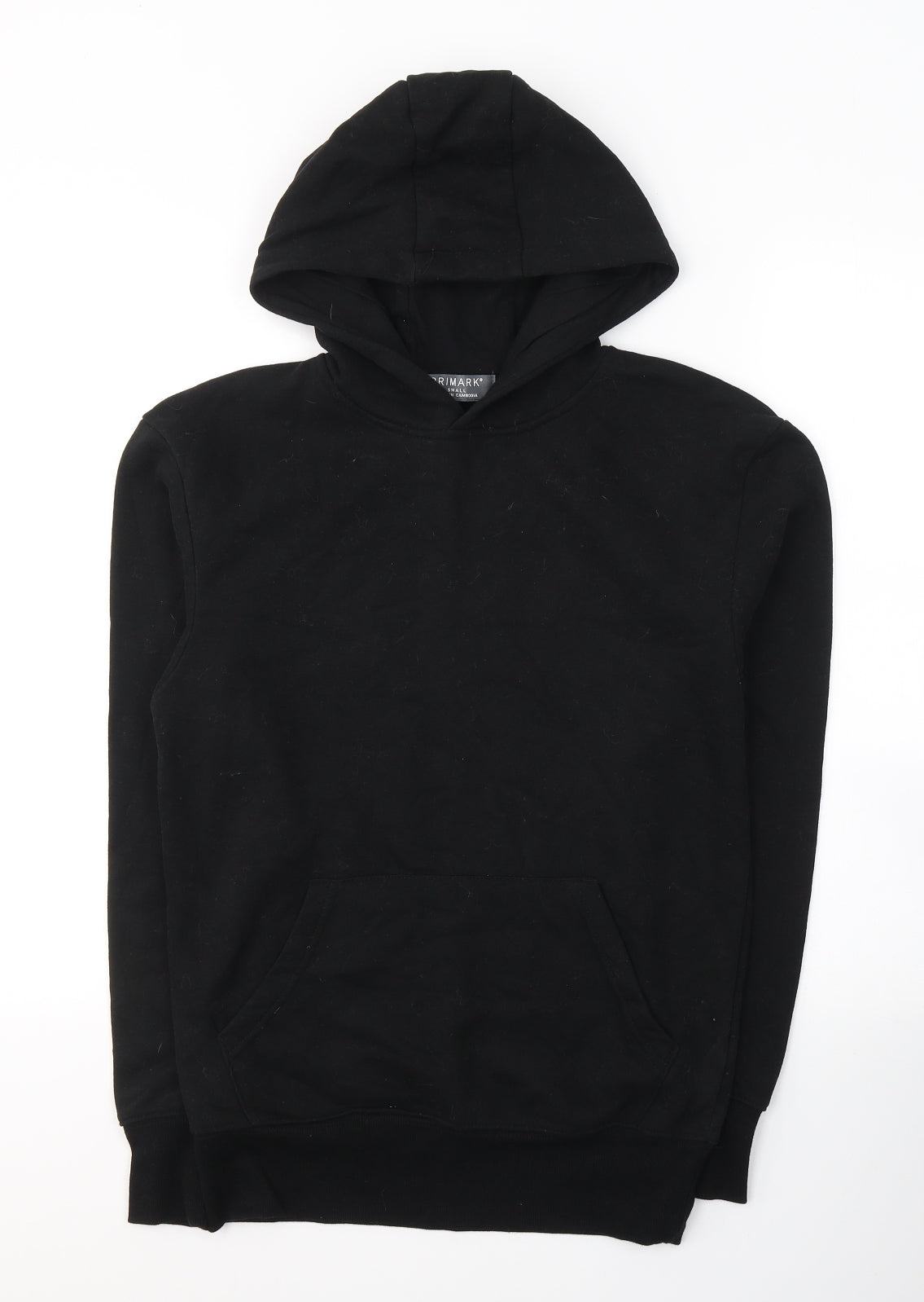 Primark Mens Black  Cotton Pullover Hoodie Size S