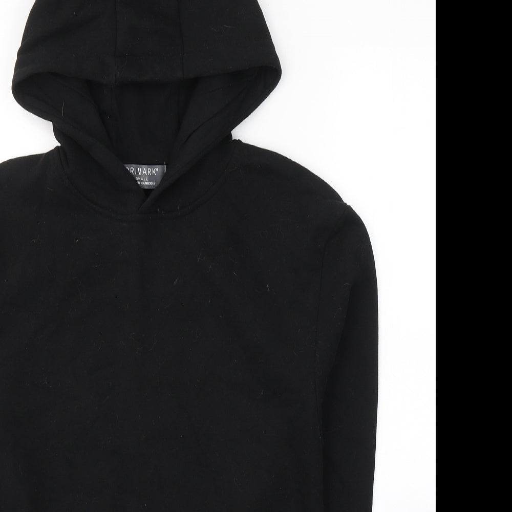 Primark Mens Black  Cotton Pullover Hoodie Size S