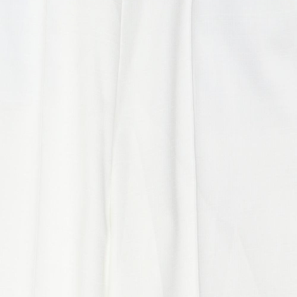 Marks and Spencer Womens White  Polyester Cropped Trousers Size 16 L25 in Regular Button