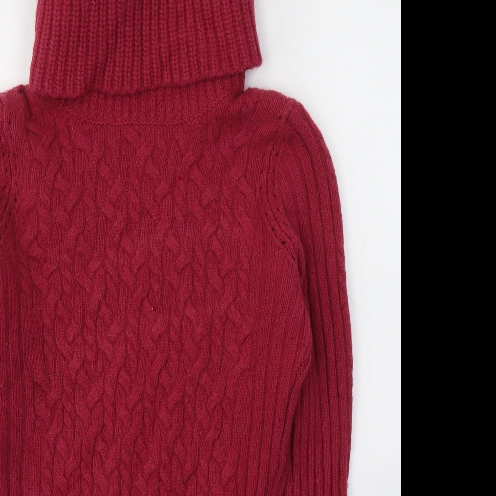 HUGO BOSS Womens Red Roll Neck  Wool Pullover Jumper Size M