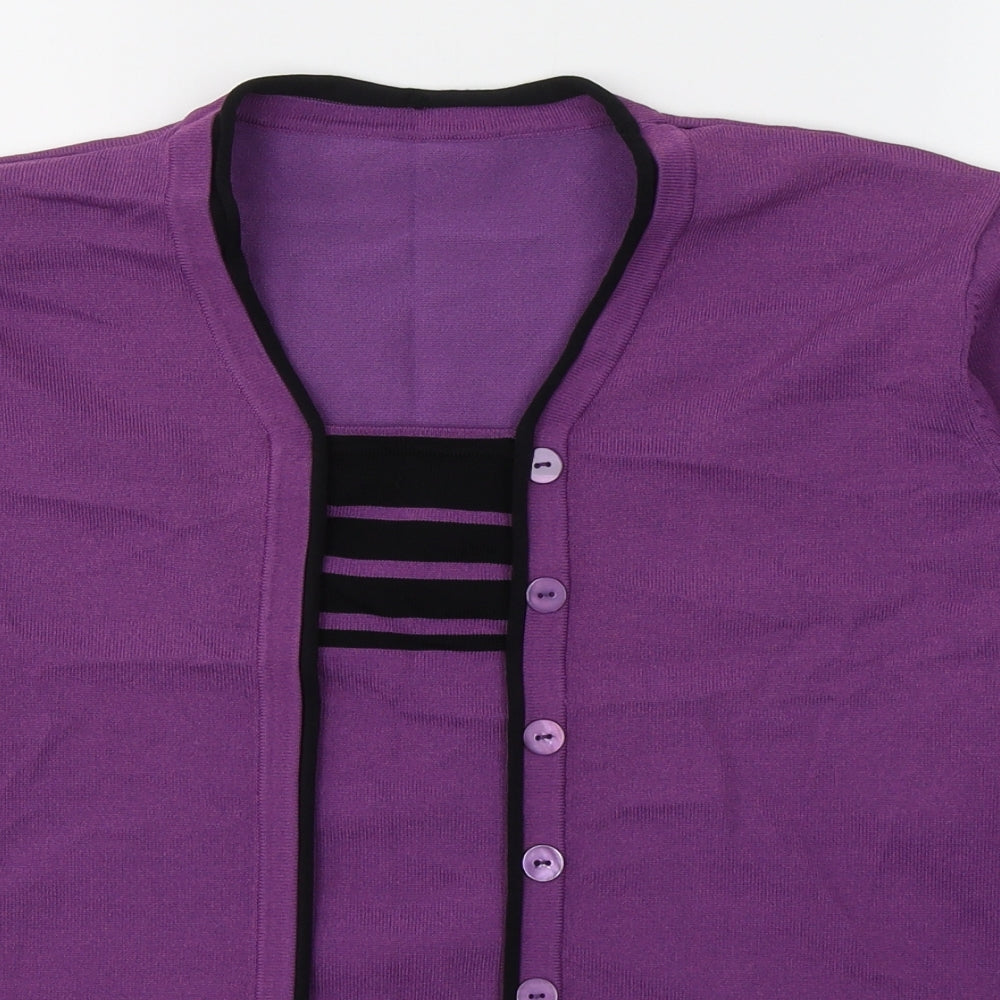 Sarah Hamilton Womens Purple Striped Viscose Jersey T-Shirt Size L Round Neck