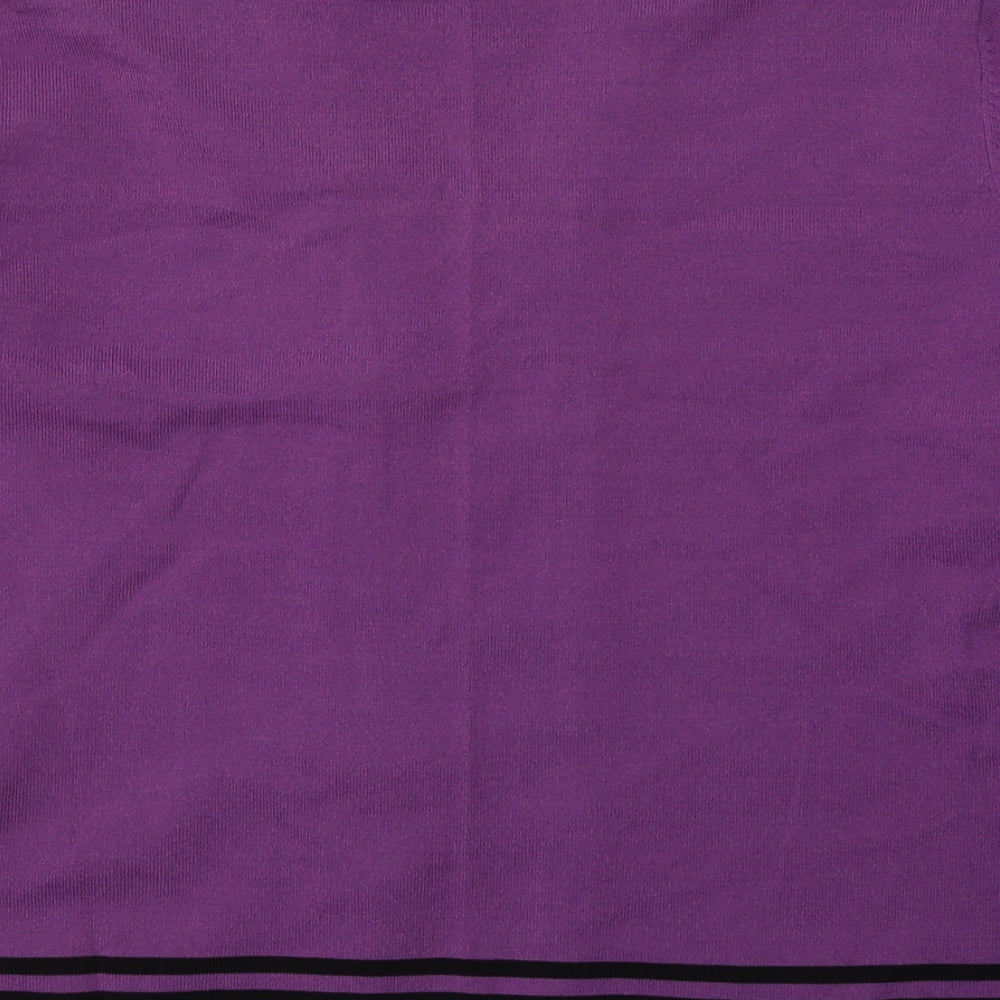 Sarah Hamilton Womens Purple Striped Viscose Jersey T-Shirt Size L Round Neck