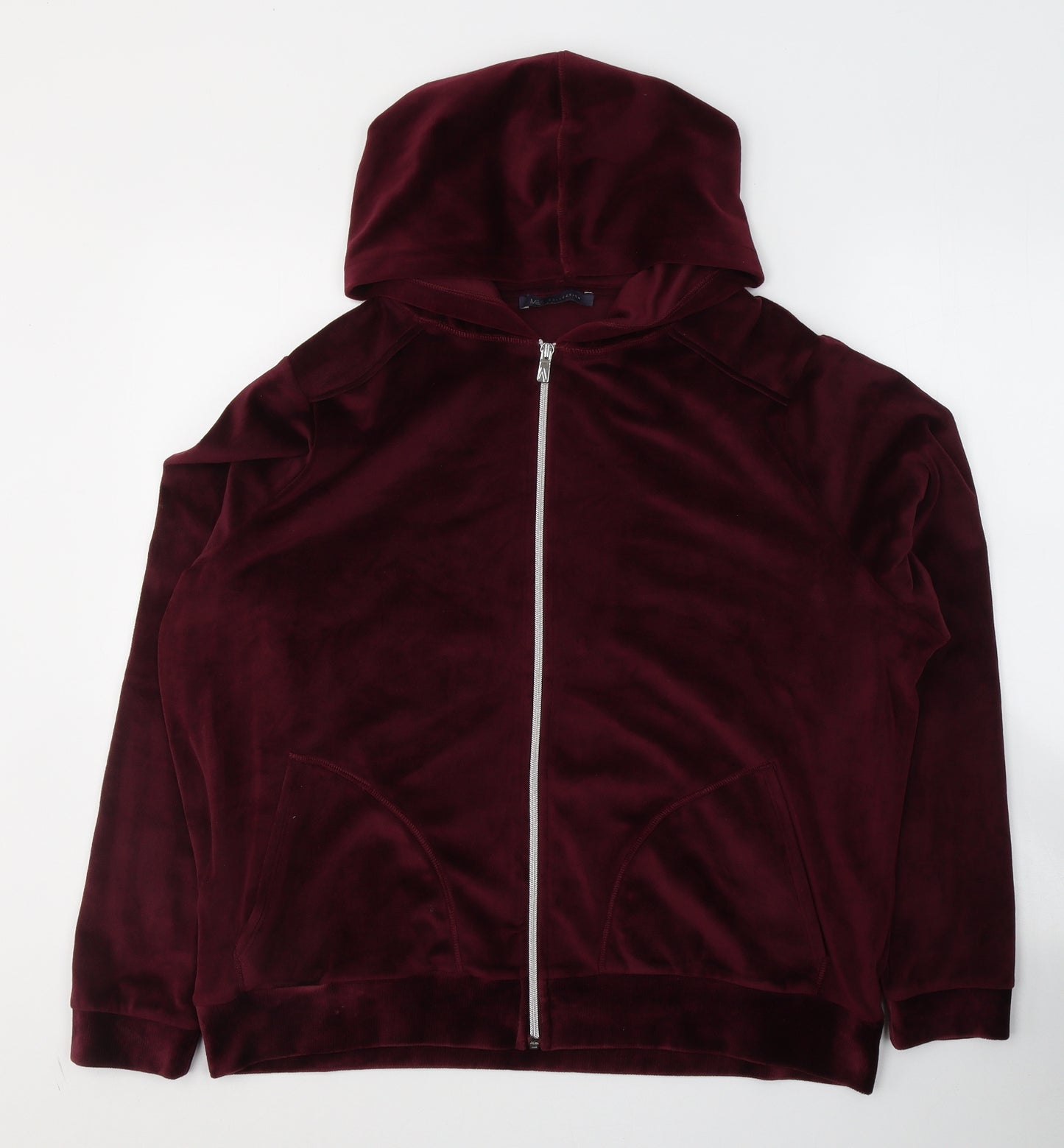 Marks and Spencer Womens Red  Polyester Full Zip Hoodie Size 18  Zip