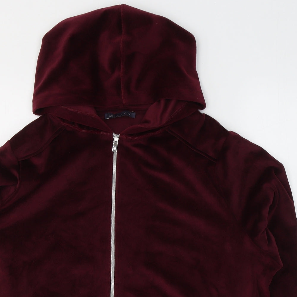 Marks and Spencer Womens Red  Polyester Full Zip Hoodie Size 18  Zip