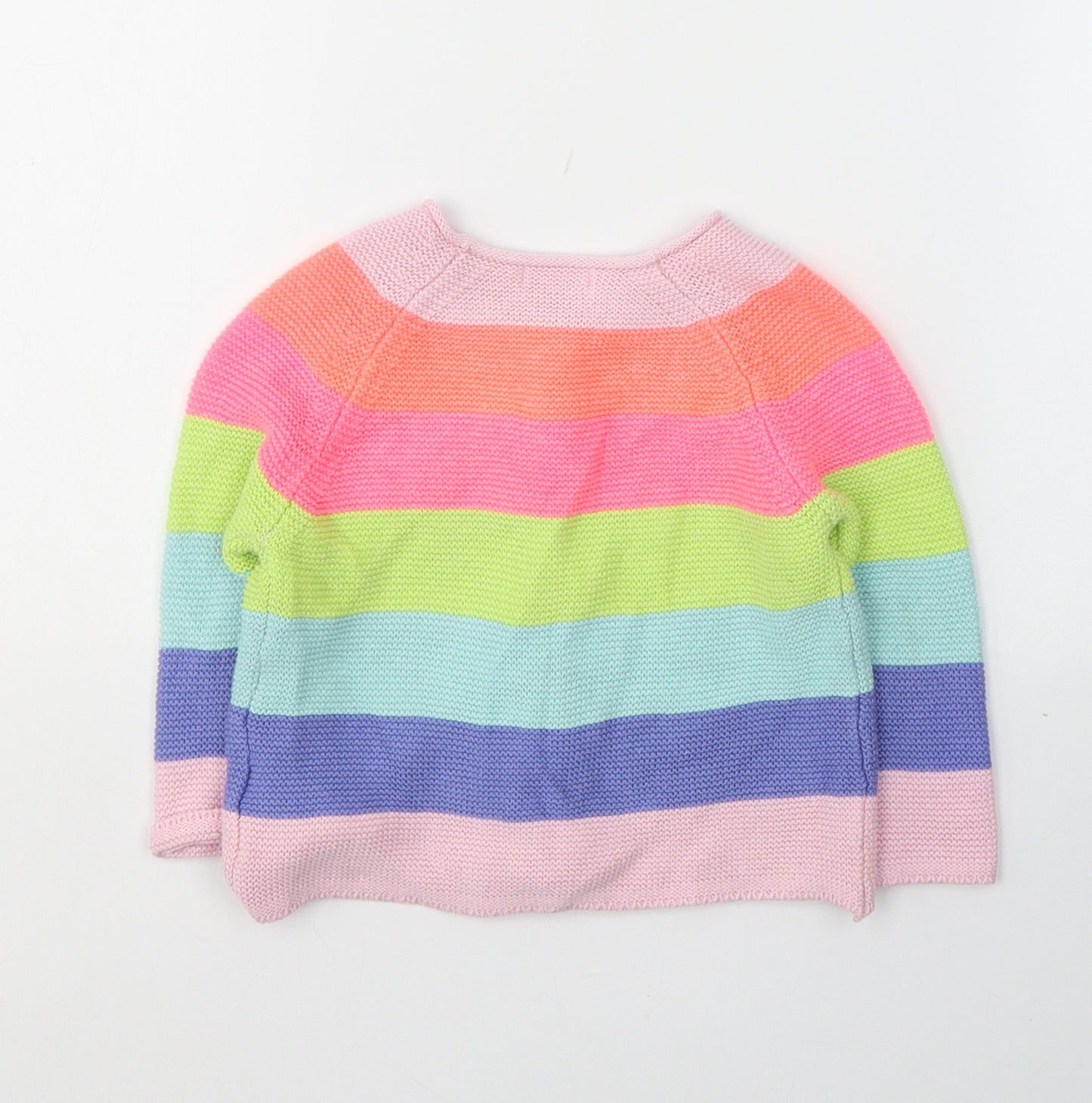 NEXT Girls Multicoloured Striped Cotton Cardigan Jumper Size 6-9 Months  Button