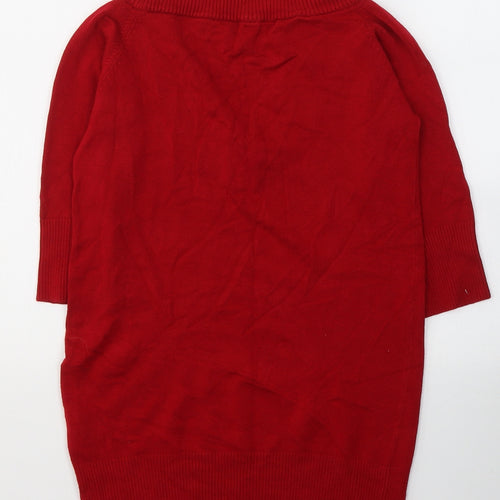 Liquid Womens Red  Viscose Basic Blouse Size S V-Neck