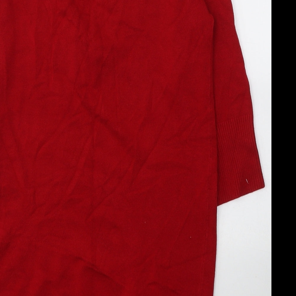 Liquid Womens Red  Viscose Basic Blouse Size S V-Neck