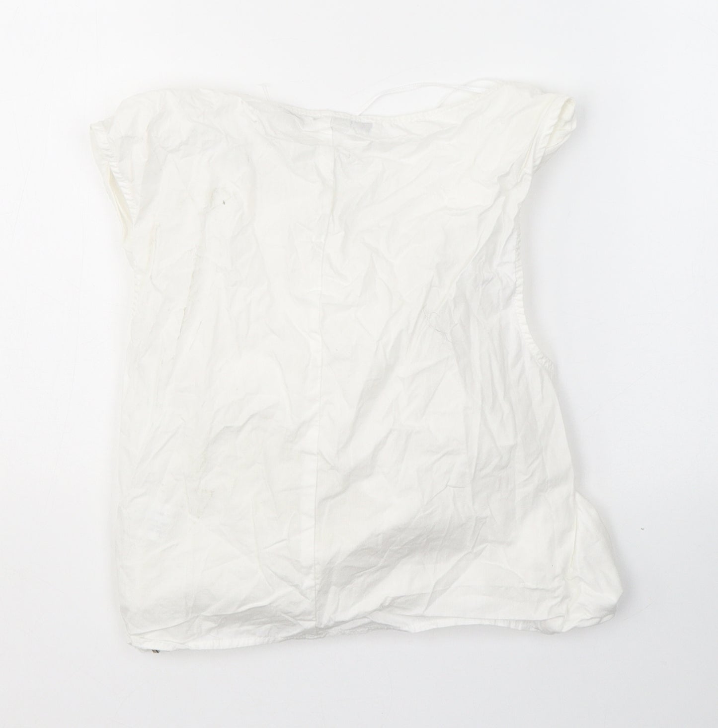 Zara Womens White  Cotton Wrap Blouse Size S V-Neck