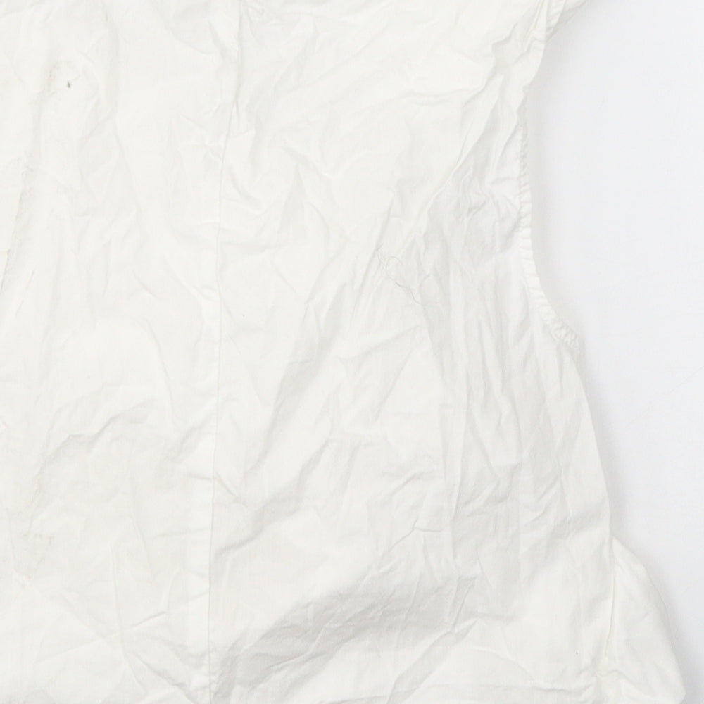 Zara Womens White  Cotton Wrap Blouse Size S V-Neck