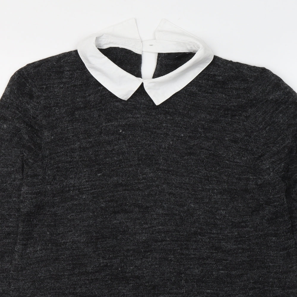 ESMARA Womens Grey  Cotton Jersey Blouse Size 12 Collared