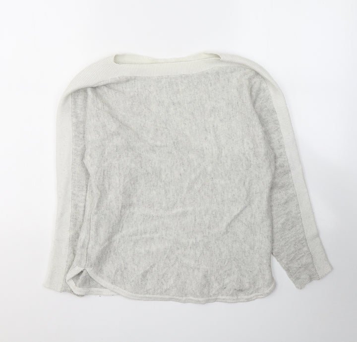Oasis Womens Grey Round Neck  Viscose Pullover Jumper Size XS