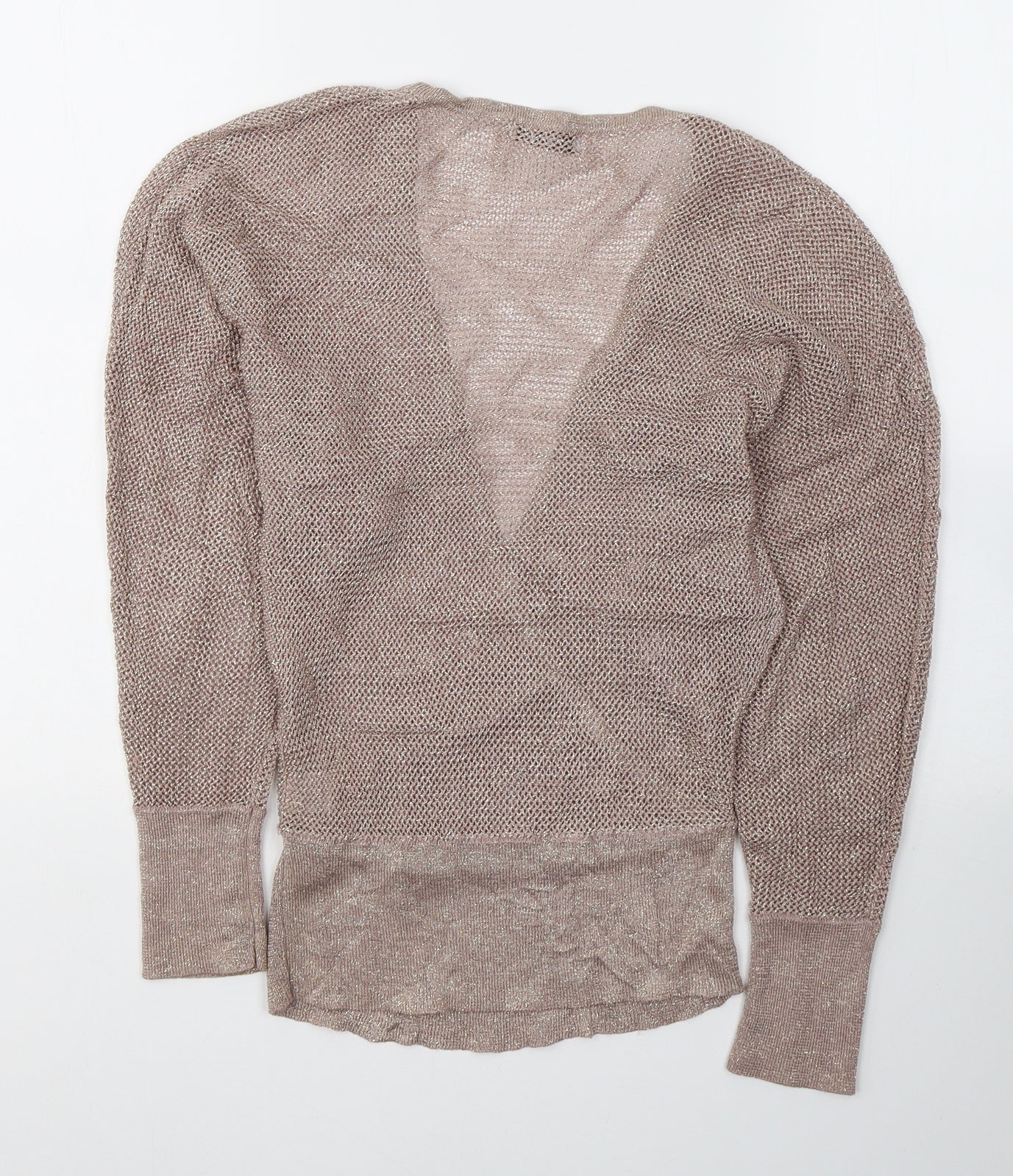 Paraphrase Womens Gold V-Neck  Rayon Pullover Jumper Size M