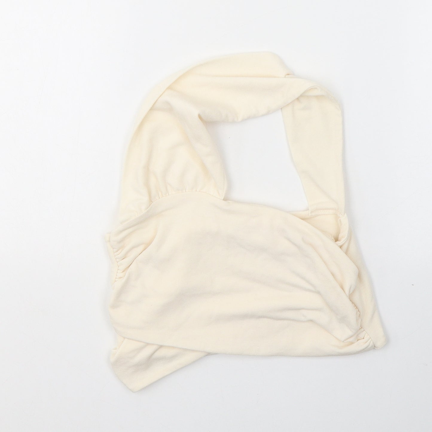 PRETTYLITTLETHING Womens Ivory  Polyester Cropped Blouse Size 8 One Shoulder