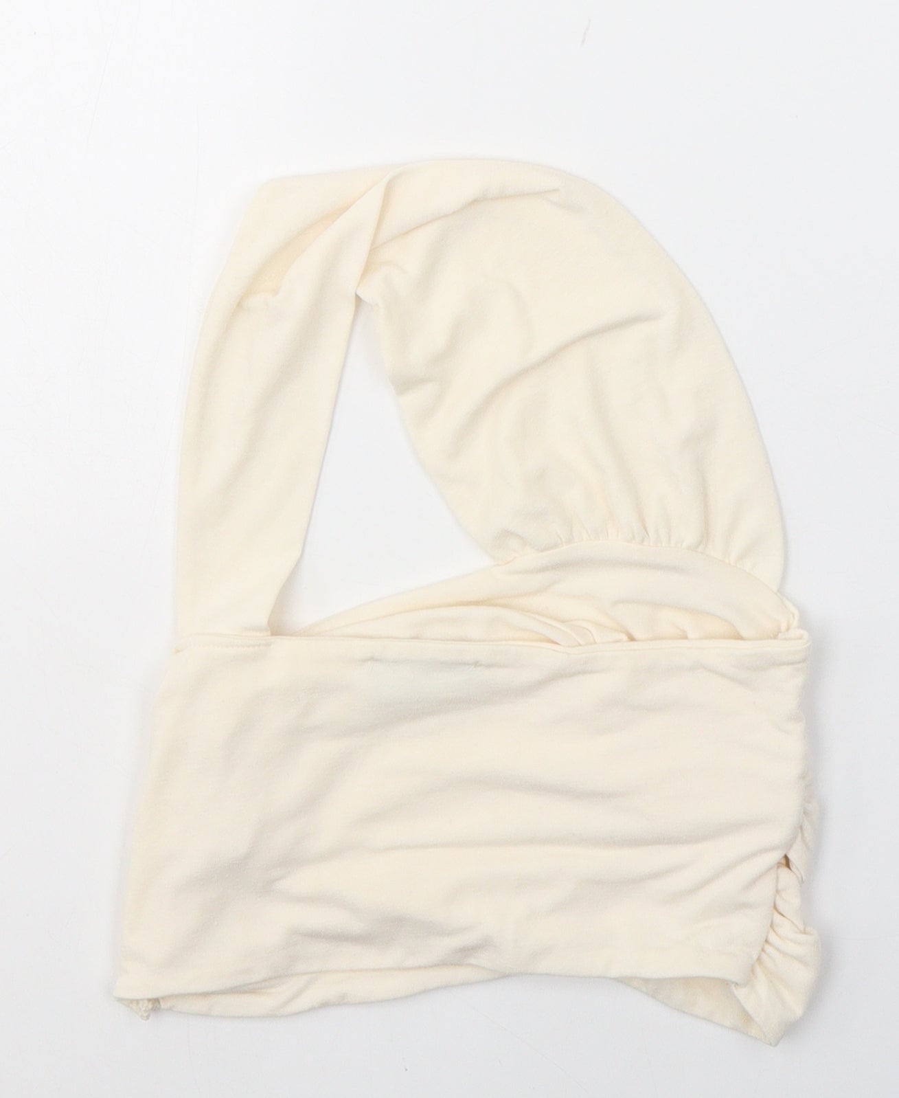 PRETTYLITTLETHING Womens Ivory  Polyester Cropped Blouse Size 8 One Shoulder