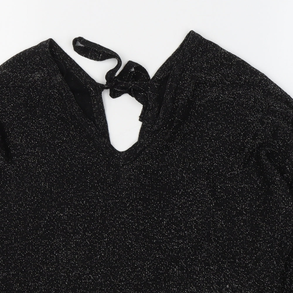 NEXT Womens Black  Viscose Basic Blouse Size XS V-Neck