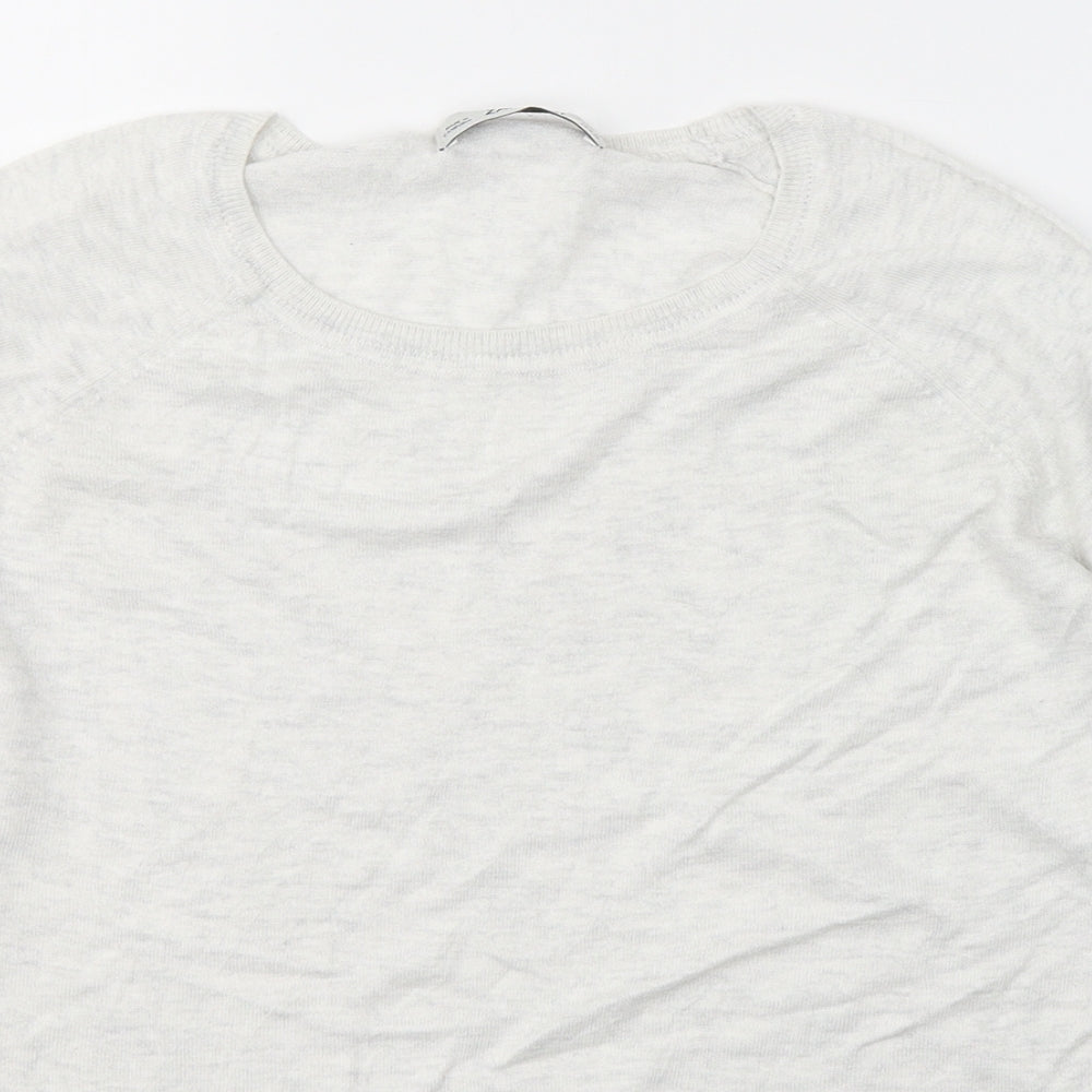 Zara Womens Grey  Viscose Jersey T-Shirt Size S Round Neck