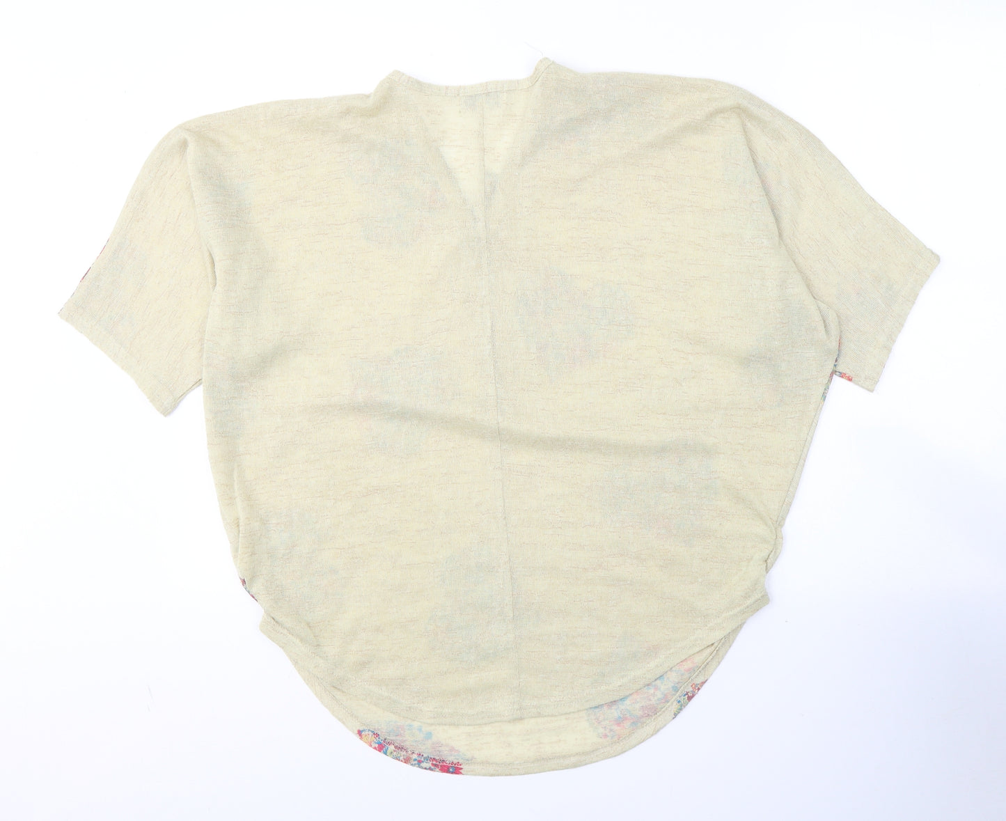 Apricot Womens Yellow Floral Polyester Basic T-Shirt Size S V-Neck