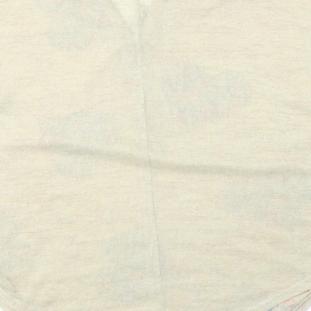 Apricot Womens Yellow Floral Polyester Basic T-Shirt Size S V-Neck