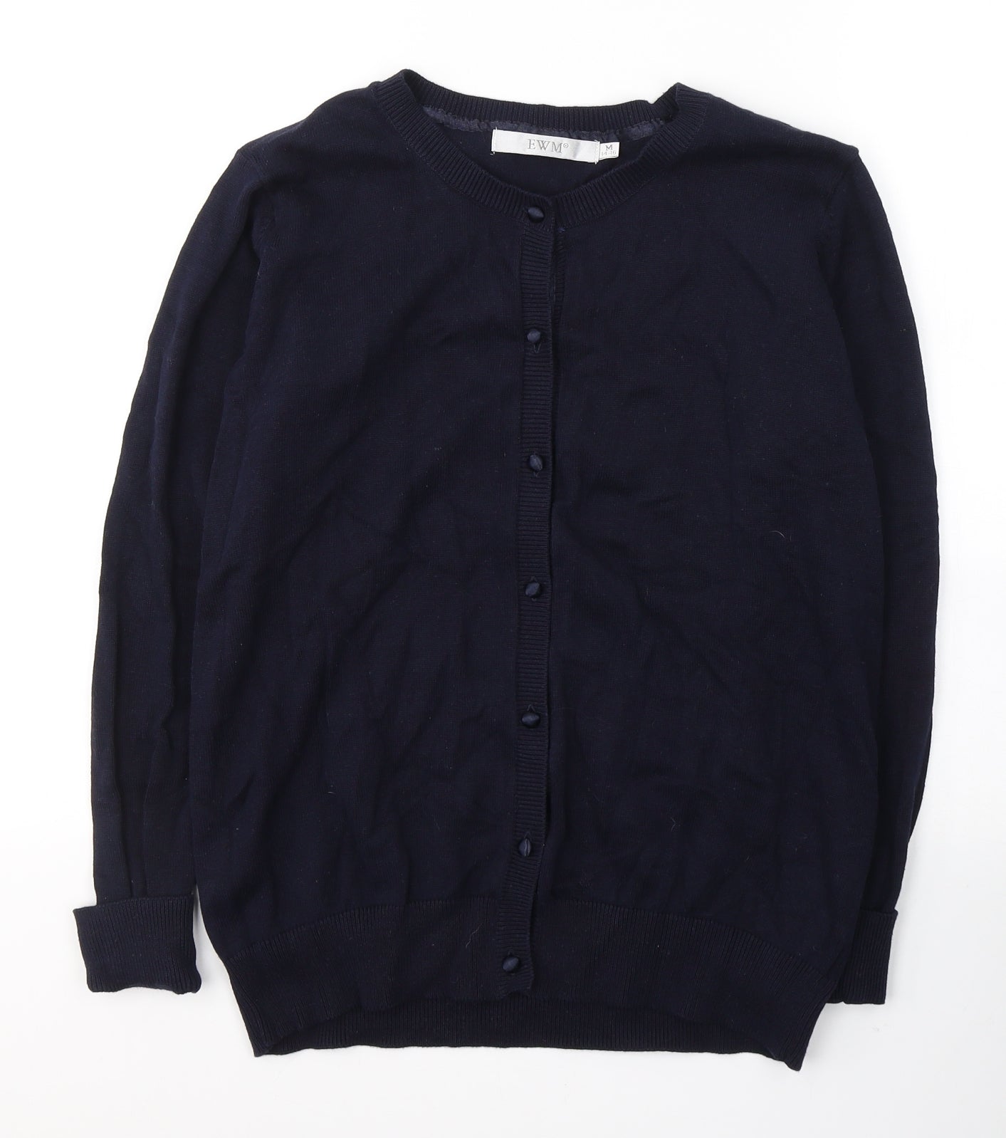 EWM Womens Blue  Cotton Jersey Button-Up Size 14 V-Neck