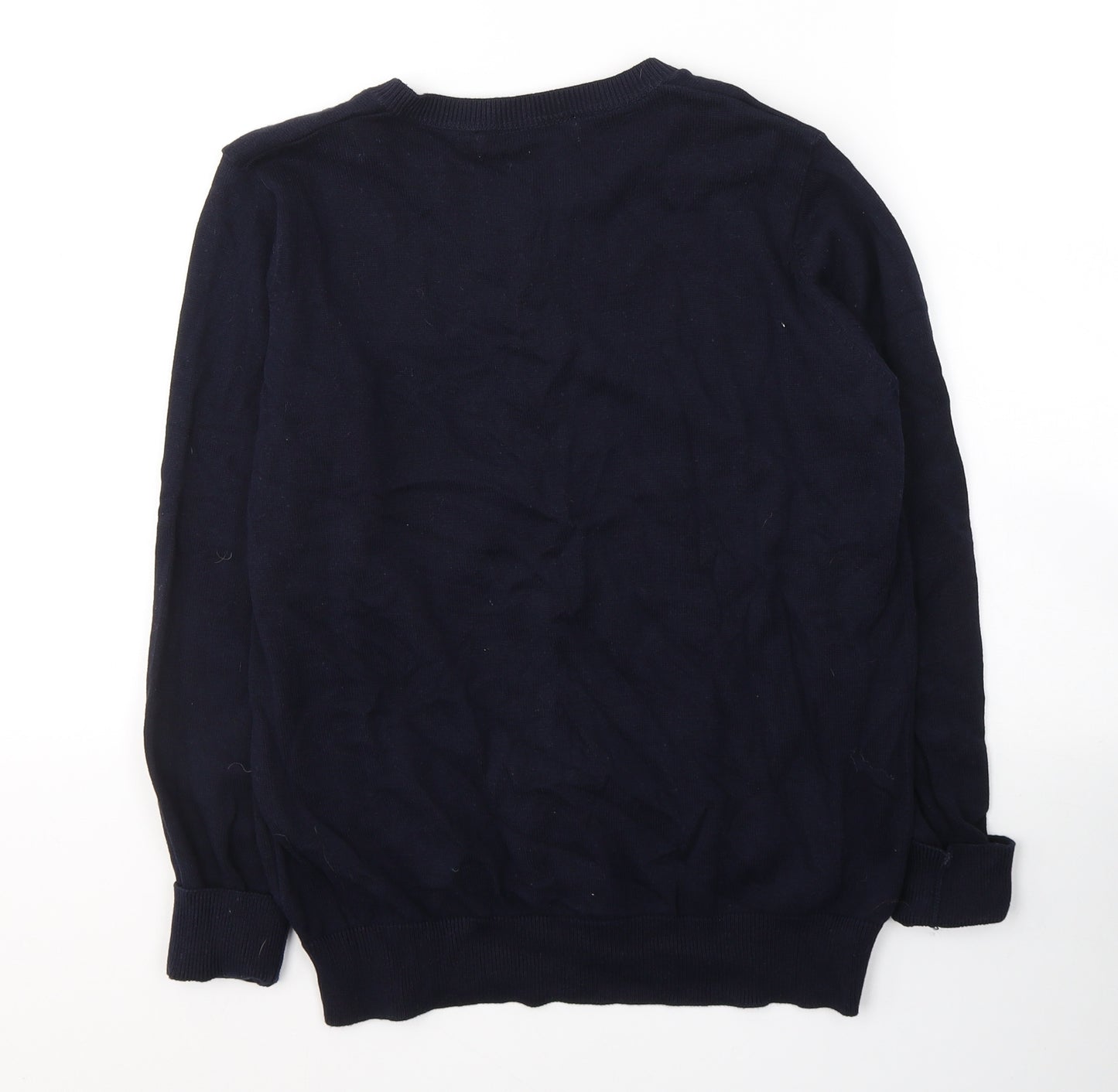 EWM Womens Blue  Cotton Jersey Button-Up Size 14 V-Neck