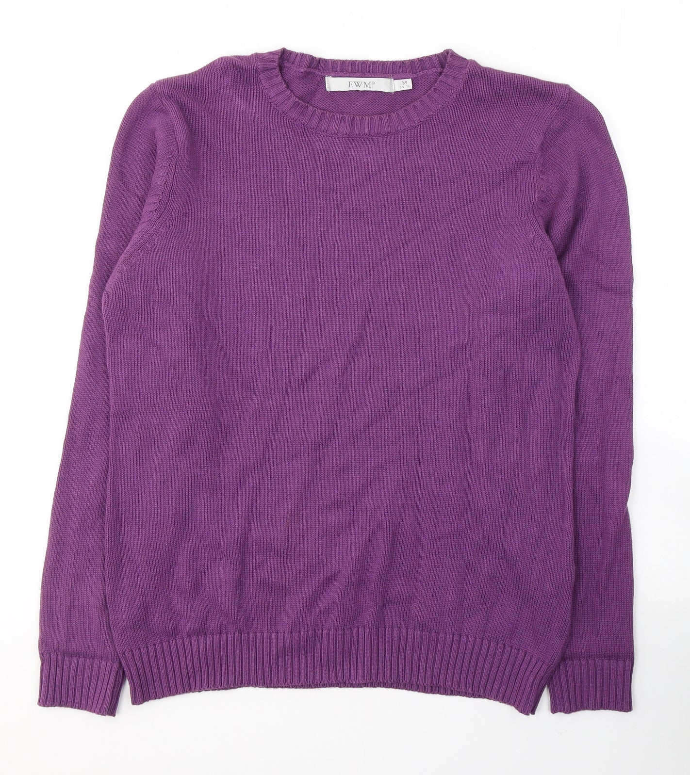 EWM Womens Purple Round Neck  Cotton Pullover Jumper Size 14