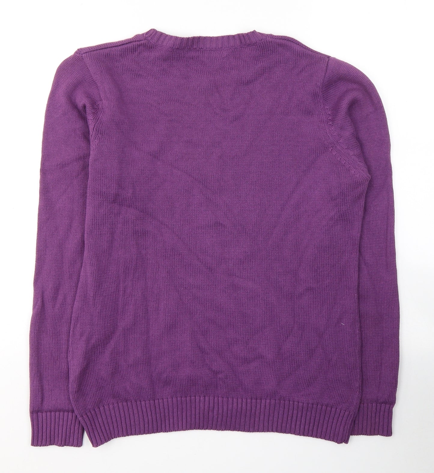 EWM Womens Purple Round Neck  Cotton Pullover Jumper Size 14