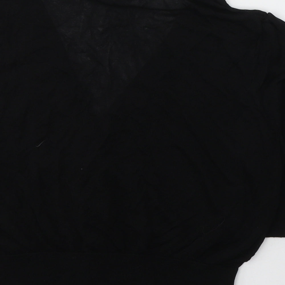 H&M Womens Black  Lyocell Basic Button-Up Size M V-Neck