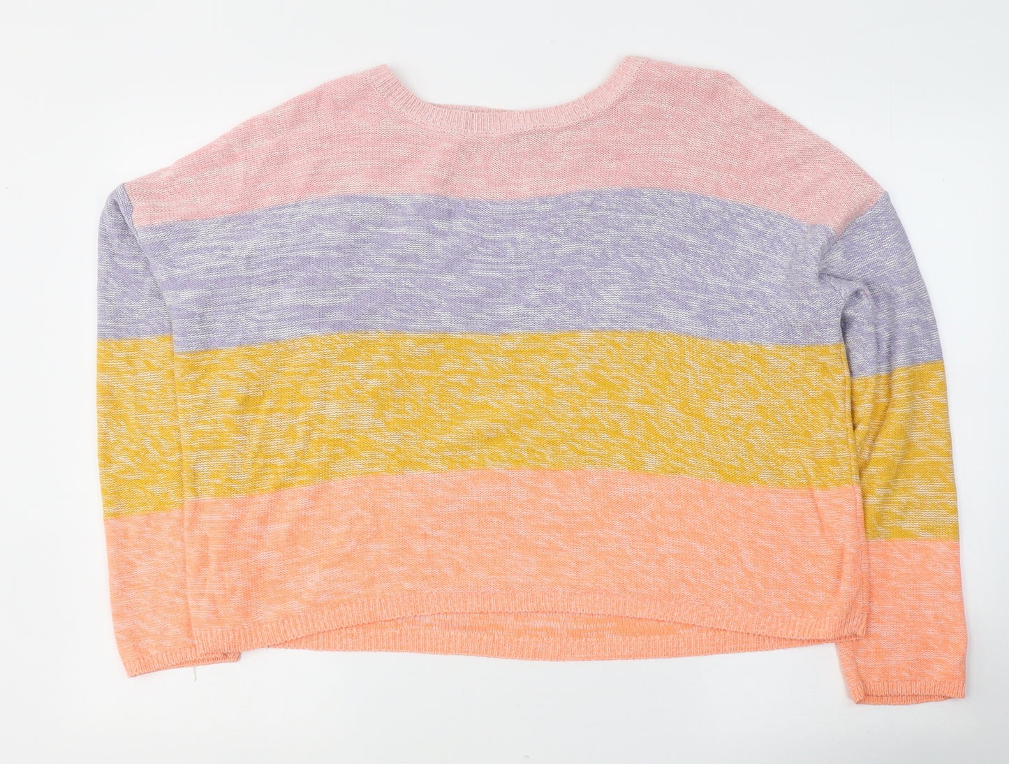 Primark Womens Multicoloured Round Neck Striped Acrylic Pullover Jumper Size 12
