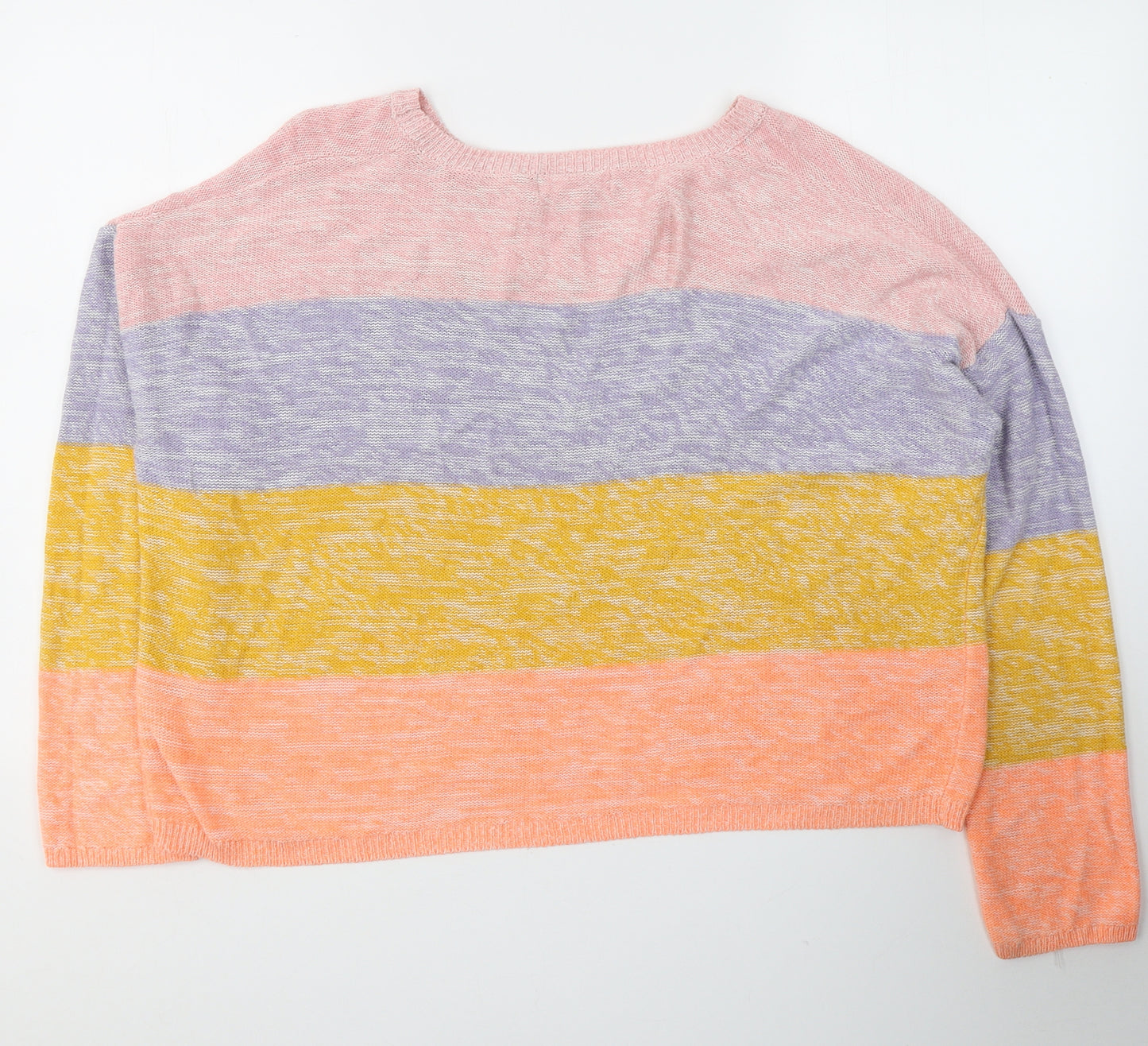 Primark Womens Multicoloured Round Neck Striped Acrylic Pullover Jumper Size 12