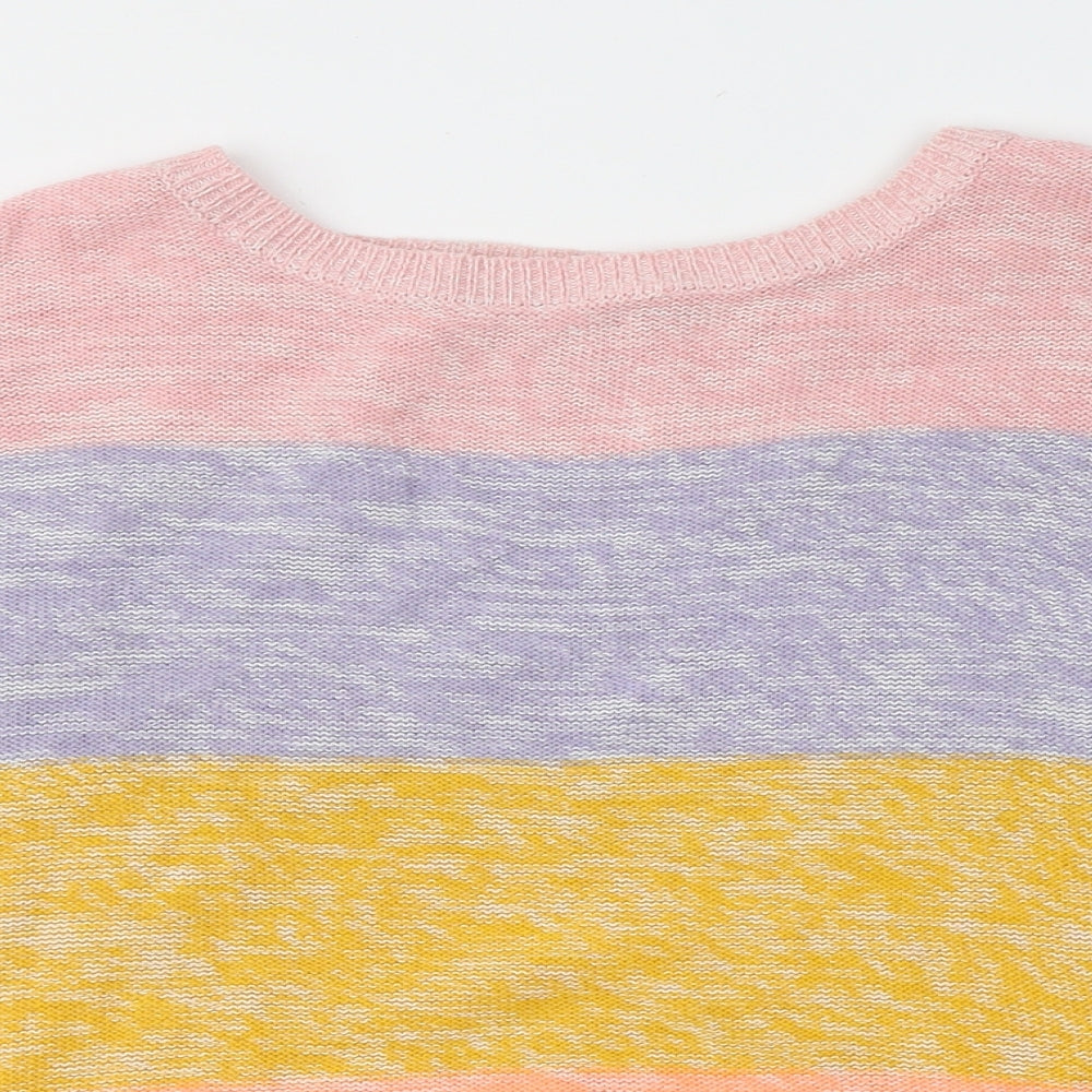 Primark Womens Multicoloured Round Neck Striped Acrylic Pullover Jumper Size 12