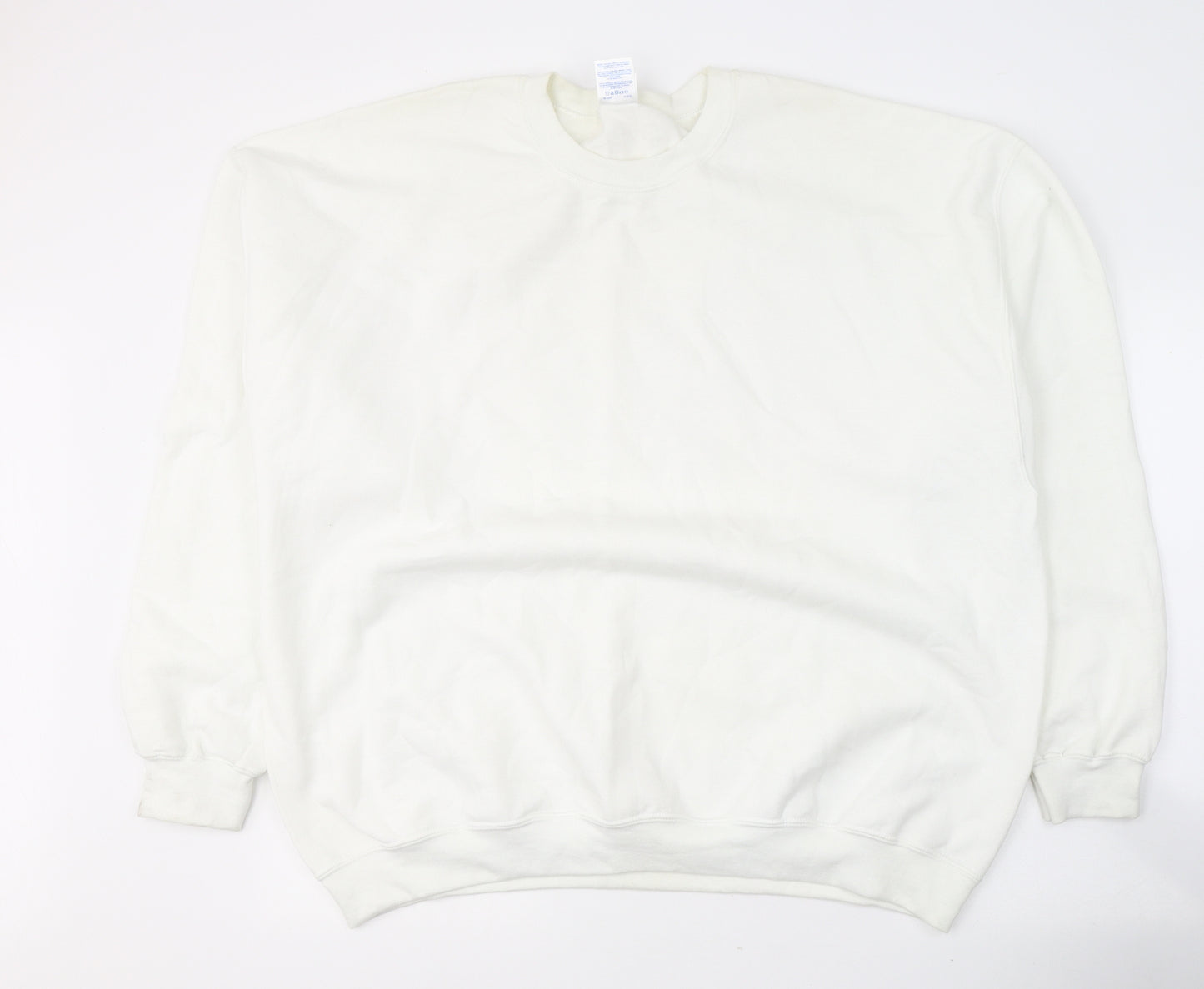 Gilden Mens White  Cotton Pullover Sweatshirt Size 2XL