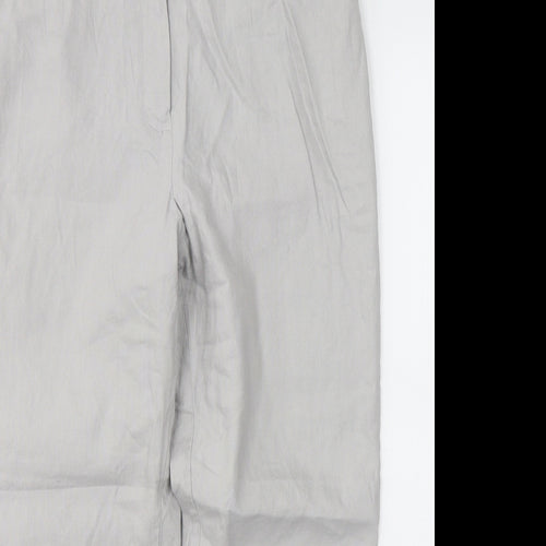 Marks and Spencer Womens Grey  Linen Cropped Trousers Size 30 in L23.5 in Regular Button