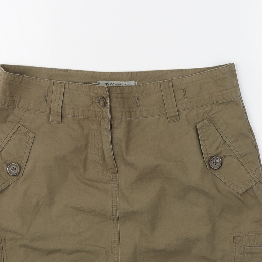 TEX by Max Azina Womens Brown  Polyester Cargo Skirt Size 10   Button