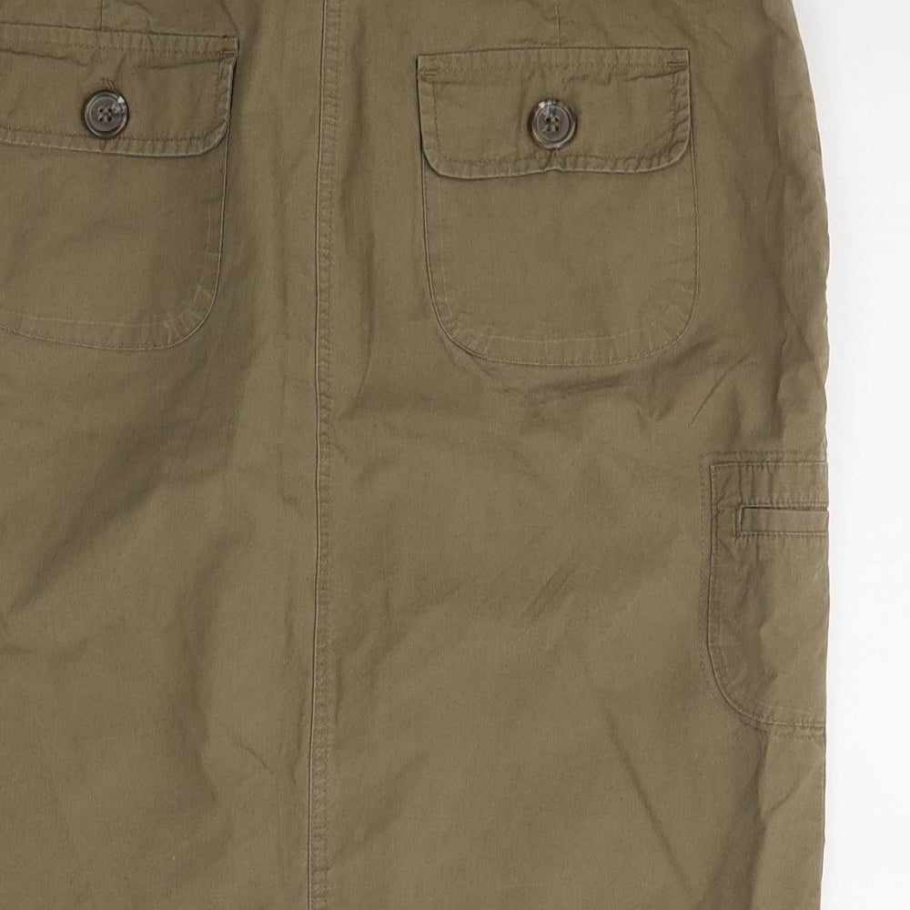 TEX by Max Azina Womens Brown  Polyester Cargo Skirt Size 10   Button