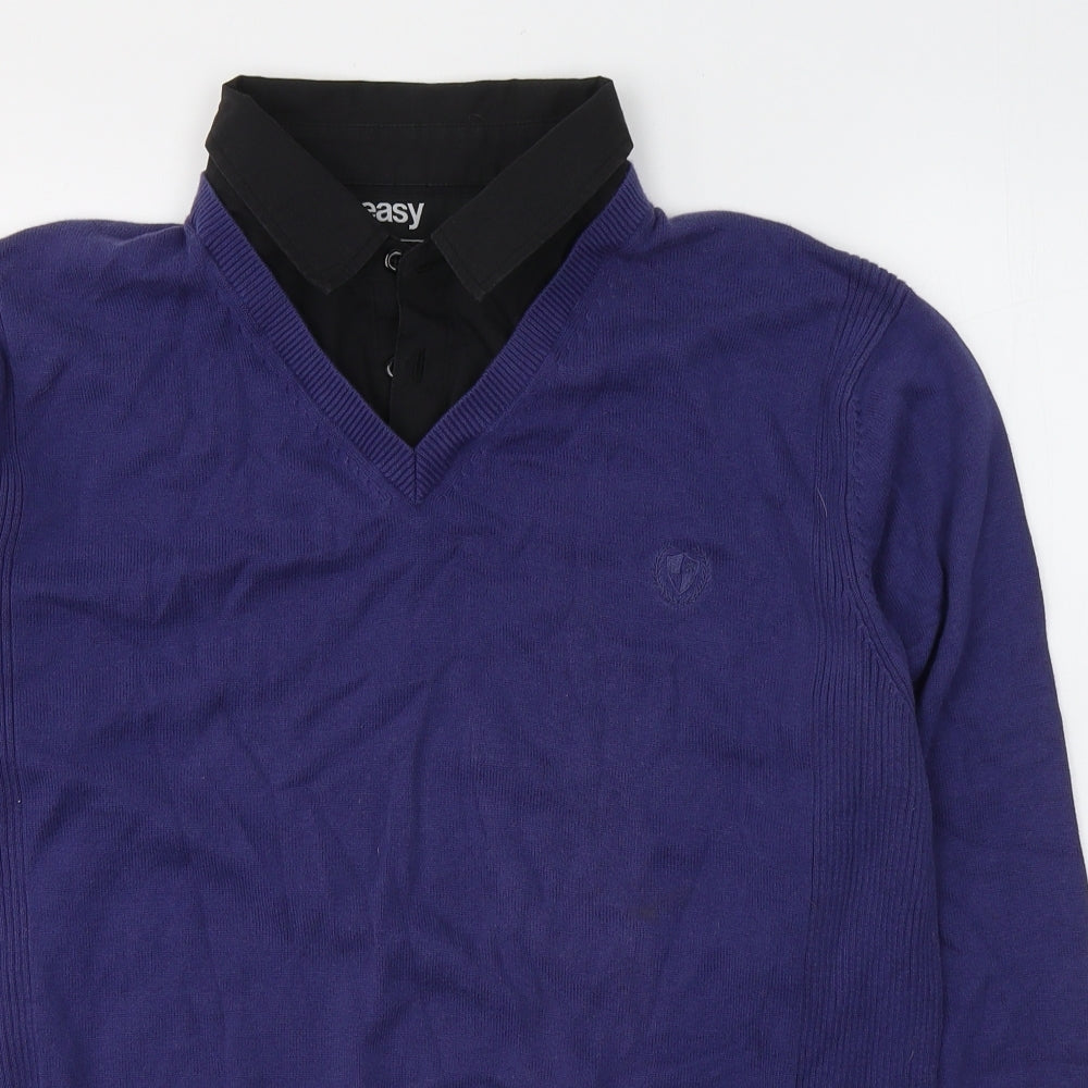 Easy Mens Beige  Cotton  Polo Size L Collared Pullover