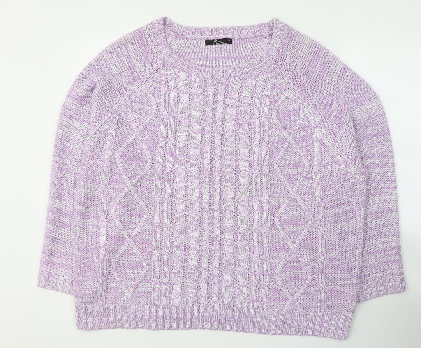 Bonmarché Womens Pink Round Neck  Acrylic Pullover Jumper Size XL