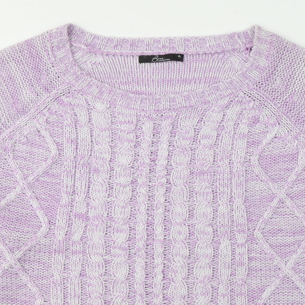 Bonmarché Womens Pink Round Neck  Acrylic Pullover Jumper Size XL
