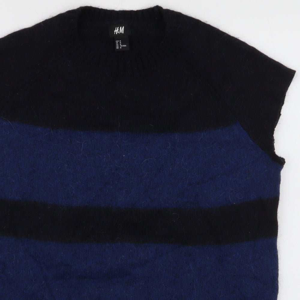 H&M Womens Multicoloured High Neck Striped Polyamide Pullover Jumper Size M