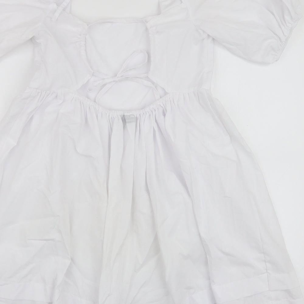 ASOS Womens White  Polyester Skater Dress  Size 8  Square Neck Tie