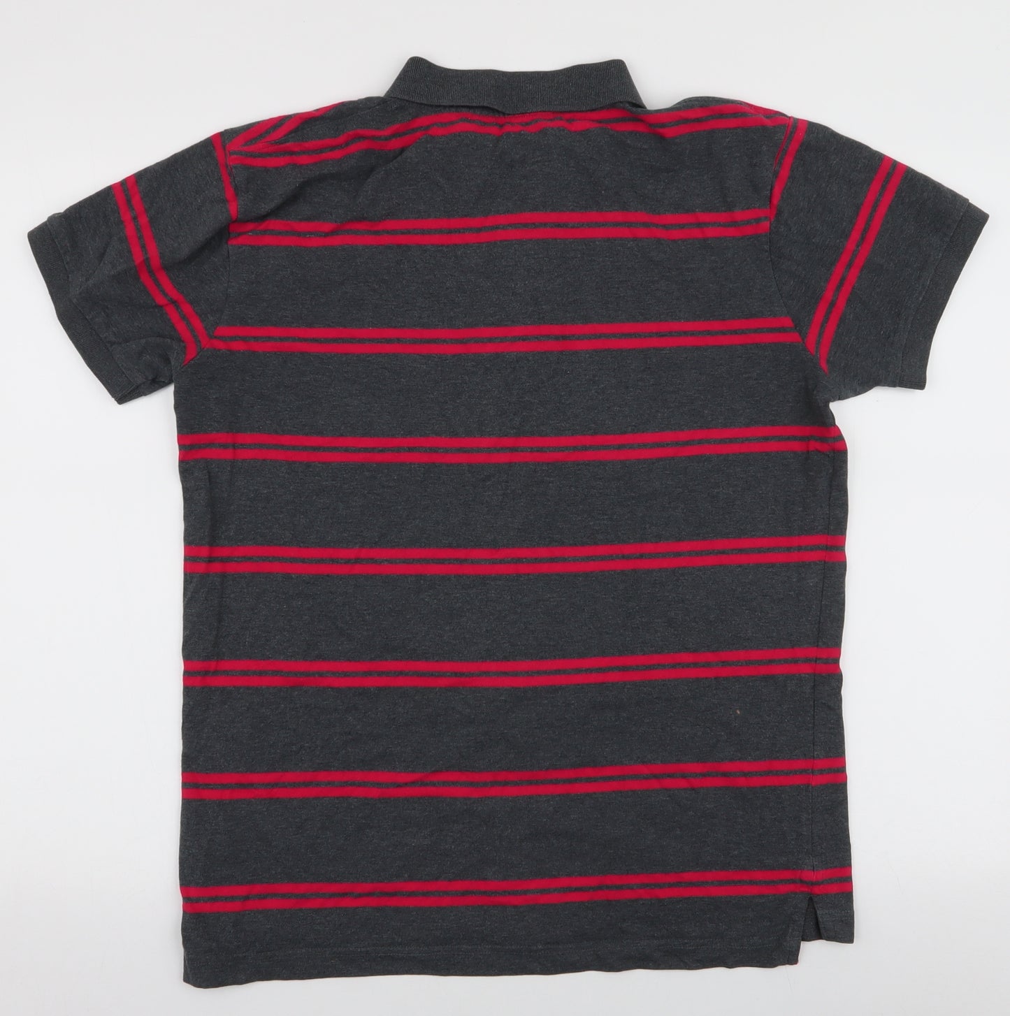 Dunnes Stores Mens Multicoloured Striped Cotton  Polo Size M Collared Button
