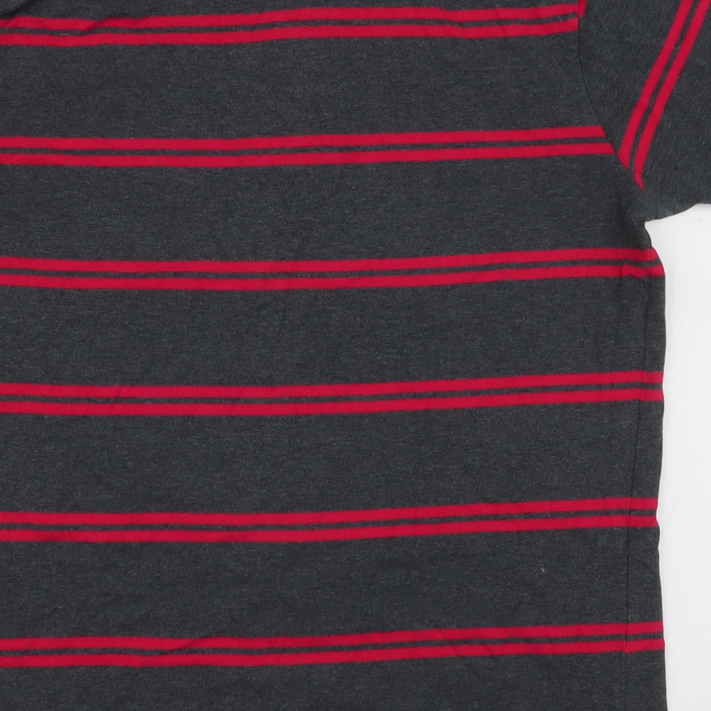 Dunnes Stores Mens Multicoloured Striped Cotton  Polo Size M Collared Button