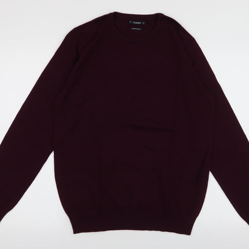 Dunnes Mens Red Round Neck  Acrylic Pullover Jumper Size M