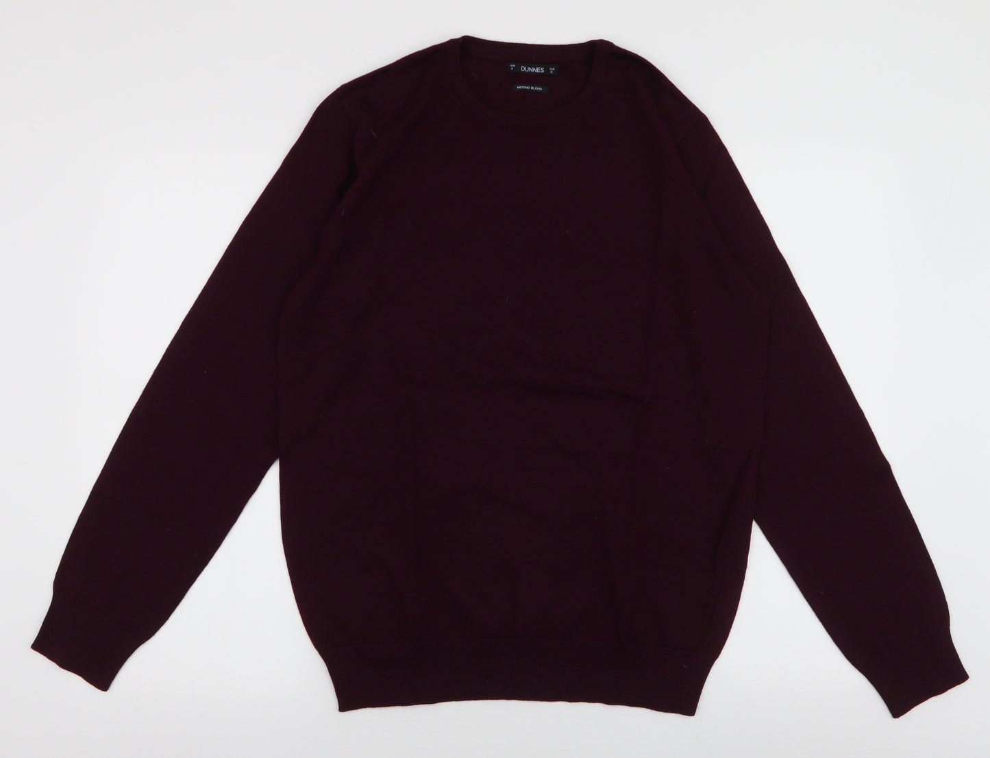 Dunnes Mens Red Round Neck  Acrylic Pullover Jumper Size M