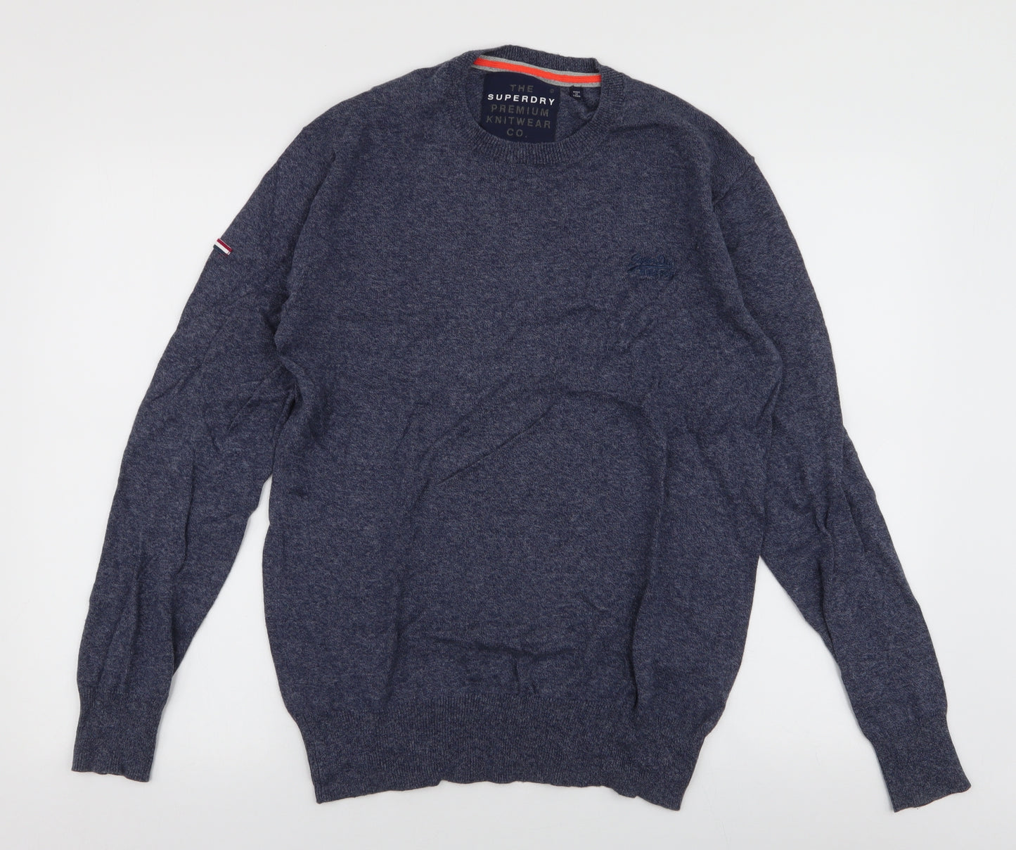 Superdry Mens Blue Round Neck  Cotton Pullover Jumper Size M