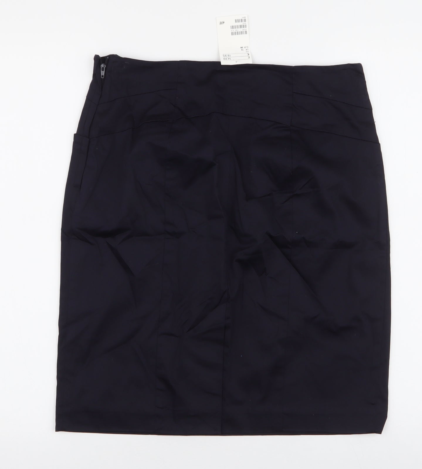 H&M Womens Blue  Cotton A-Line Skirt Size 12   Zip