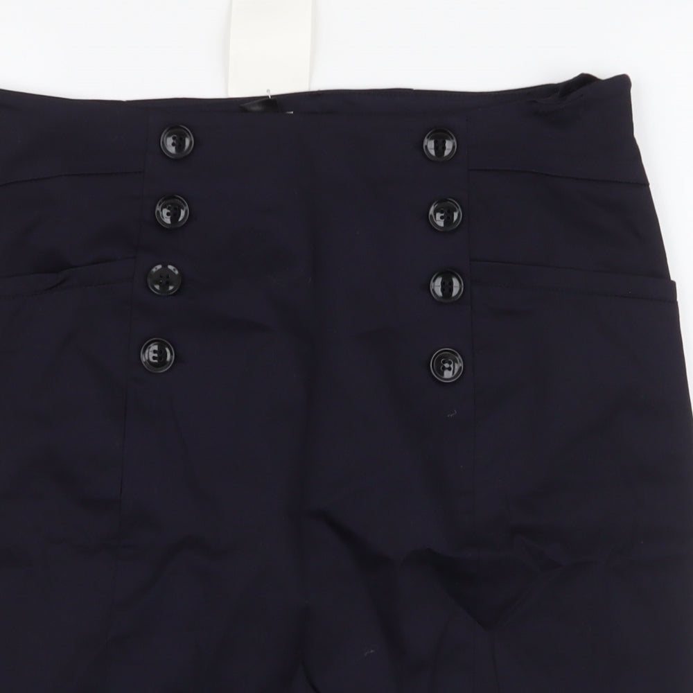 H&M Womens Blue  Cotton A-Line Skirt Size 12   Zip