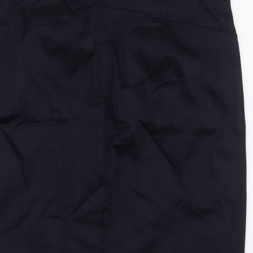 H&M Womens Blue  Cotton A-Line Skirt Size 12   Zip