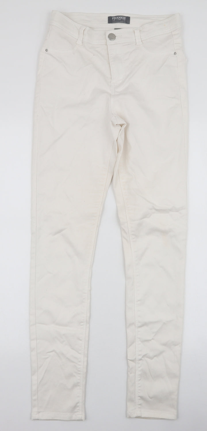 Dorothy Perkins Womens White Cotton Skinny Jeans Size 10 L29 in Slim Zip