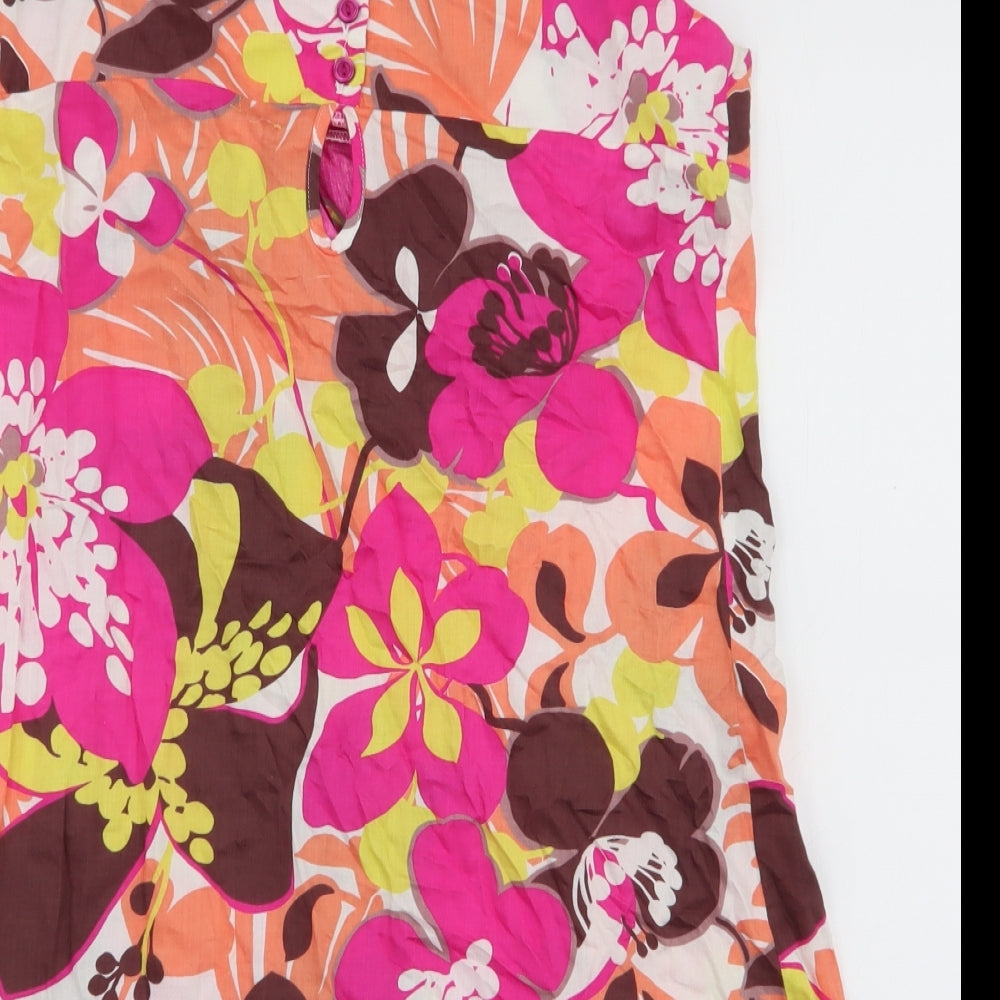 A Wear Womens Multicoloured Floral 100% Cotton Basic Blouse Size 10 Round Neck